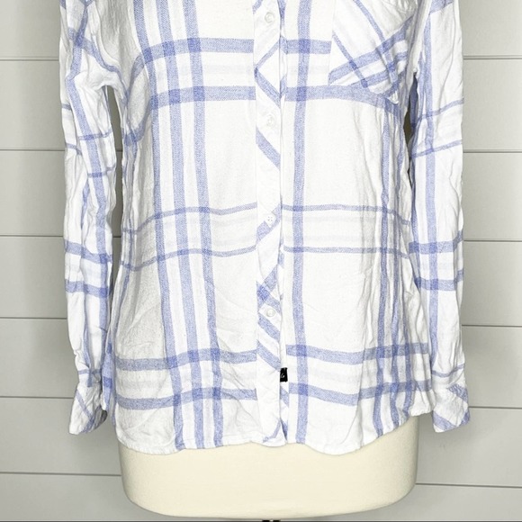 Rails Hunter Plaid Soft Flannel Button Up Shirt Blue White Size Small - Picture 4 of 10